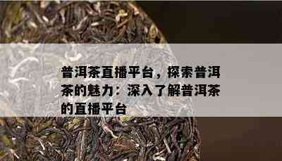 普洱茶直播平台，探索普洱茶的魅力：深入熟悉普洱茶的直播平台