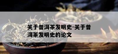 关于普洱茶发明史-关于普洱茶发明史的论文