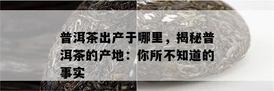 普洱茶出产于哪里，揭秘普洱茶的产地：你所不知道的事实