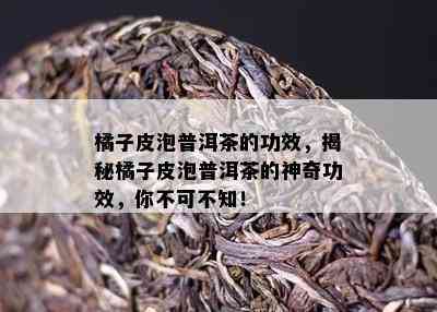 橘子皮泡普洱茶的功效，揭秘橘子皮泡普洱茶的神奇功效，你不可不知！