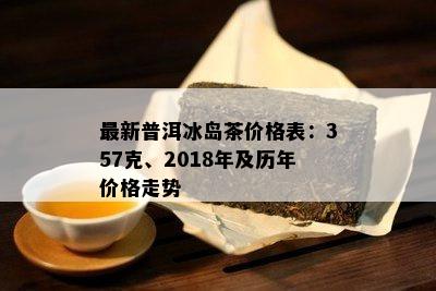 最新普洱冰岛茶价格表：357克、2018年及历年价格走势