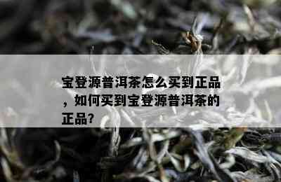 宝登源普洱茶怎么买到正品，如何买到宝登源普洱茶的正品？