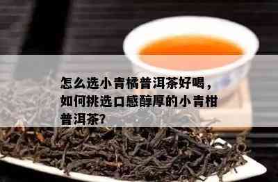 怎么选小青橘普洱茶好喝，怎样挑选口感醇厚的小青柑普洱茶？