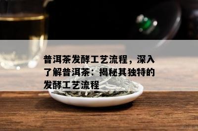 普洱茶发酵工艺流程，深入熟悉普洱茶：揭秘其特别的发酵工艺流程