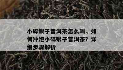 小碎银子普洱茶怎么喝，如何冲泡小碎银子普洱茶？详细步骤解析