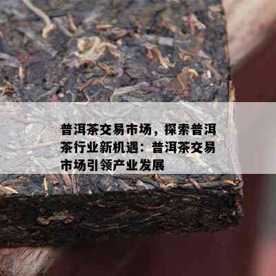 普洱茶交易市场，探索普洱茶行业新机遇：普洱茶交易市场引领产业发展