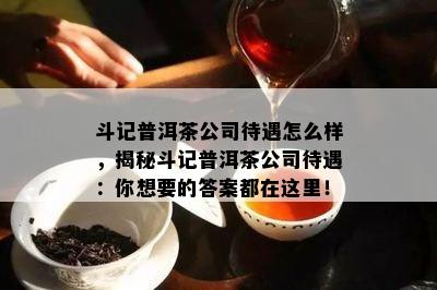 斗记普洱茶公司待遇怎么样，揭秘斗记普洱茶公司待遇：你想要的答案都在这里！