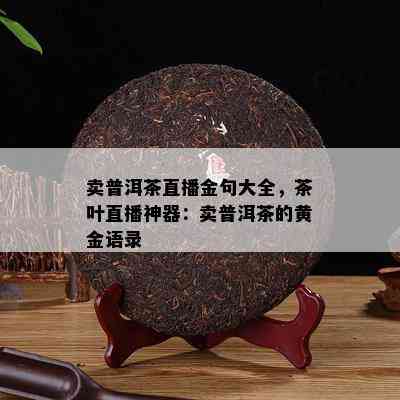 卖普洱茶直播金句大全，茶叶直播神器：卖普洱茶的黄金语录