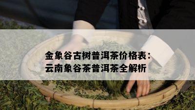 金象谷古树普洱茶价格表：云南象谷茶普洱茶全解析