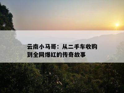 云南小马哥：从二手车收购到全网爆红的传奇故事