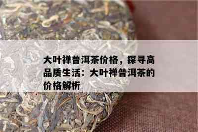 大叶禅普洱茶价格，探寻高品质生活：大叶禅普洱茶的价格解析