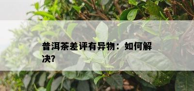 普洱茶差评有异物：怎样解决？