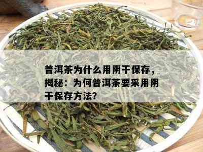 普洱茶为什么用阴干保存，揭秘：为何普洱茶要采用阴干保存方法？