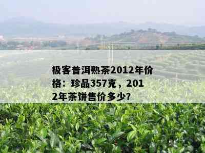 极客普洱熟茶2012年价格：珍品357克，2012年茶饼售价多少？