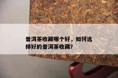 普洱茶收藏哪个好，如何选择好的普洱茶收藏？