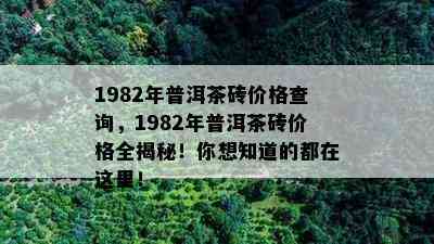 1982年普洱茶砖价格查询，1982年普洱茶砖价格全揭秘！你想知道的都在这里！