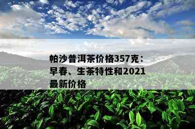 帕沙普洱茶价格357克：早春、生茶特性和2021最新价格