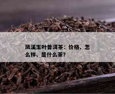 凤溪玉叶普洱茶：价格、怎么样、是什么茶？