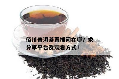 佰川普洱茶直播间在哪？求分享平台及观看方法！