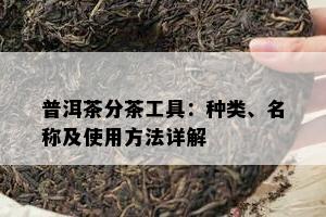 普洱茶分茶工具：种类、名称及采用方法详解