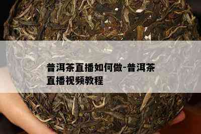 普洱茶直播怎样做-普洱茶直播视频教程