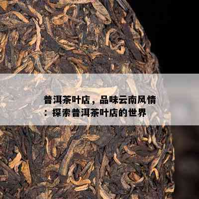 普洱茶叶店，品味云南风情：探索普洱茶叶店的世界