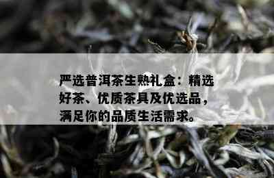 严选普洱茶生熟礼盒：精选好茶、优质茶具及优选品，满足你的品质生活需求。