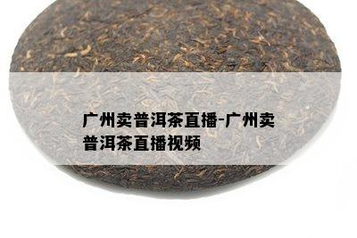 广州卖普洱茶直播-广州卖普洱茶直播视频