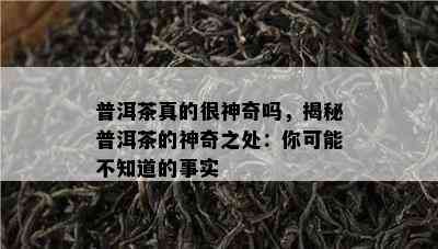 普洱茶真的很神奇吗，揭秘普洱茶的神奇之处：你可能不知道的事实