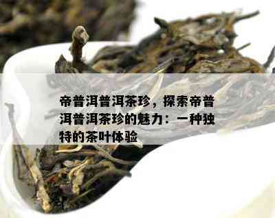 帝普洱普洱茶珍，探索帝普洱普洱茶珍的魅力：一种特别的茶叶体验