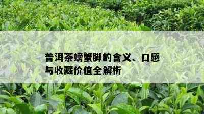 普洱茶螃蟹脚的含义、口感与收藏价值全解析