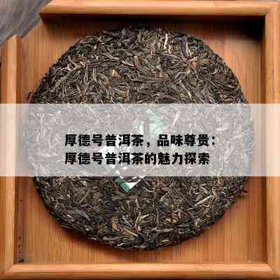 厚德号普洱茶，品味尊贵：厚德号普洱茶的魅力探索