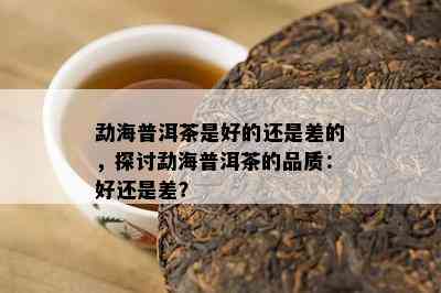 勐海普洱茶是好的还是差的，探讨勐海普洱茶的品质：好还是差？