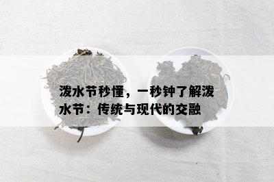 泼水节秒懂，一秒钟熟悉泼水节：传统与现代的交融