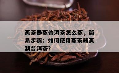 蒸茶器蒸普洱茶怎么蒸，简易步骤：怎样采用蒸茶器蒸制普洱茶？