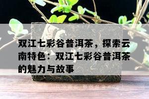 双江七彩谷普洱茶，探索云南特色：双江七彩谷普洱茶的魅力与故事