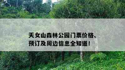 天女山森林公园门票价格、预订及周边信息全知道！