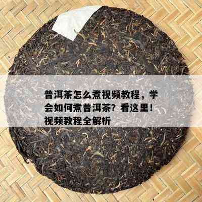 普洱茶怎么煮视频教程，学会怎样煮普洱茶？看这里！视频教程全解析