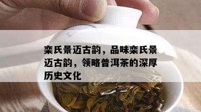 栾氏景迈古韵，品味栾氏景迈古韵，领略普洱茶的深厚历史文化