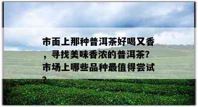 市面上那种普洱茶好喝又香，寻找美味香浓的普洱茶？市场上哪些品种最值得尝试？