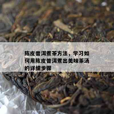 陈皮普洱煮茶方法，学习如何用陈皮普洱煮出美味茶汤的详细步骤