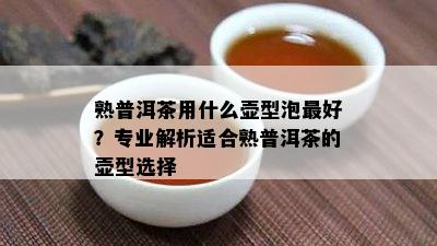 熟普洱茶用什么壶型泡更好？专业解析适合熟普洱茶的壶型选择