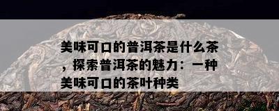 美味可口的普洱茶是什么茶，探索普洱茶的魅力：一种美味可口的茶叶种类