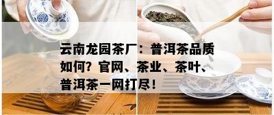 云南龙园茶厂：普洱茶品质如何？官网、茶业、茶叶、普洱茶一网打尽！