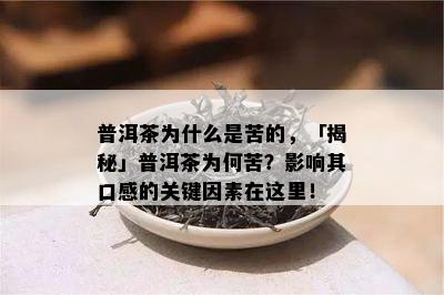 普洱茶为什么是苦的，「揭秘」普洱茶为何苦？作用其口感的关键因素在这里！