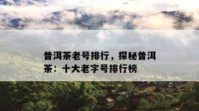 普洱茶老号排行，探秘普洱茶：十大老字号排行榜