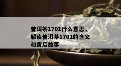 普洱茶1701什么意思，解读普洱茶1701的含义和背后故事