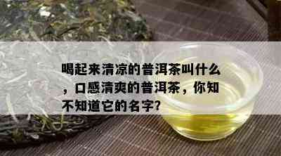 喝起来清凉的普洱茶叫什么，口感清爽的普洱茶，你知不知道它的名字？