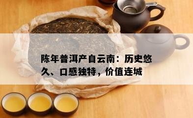 陈年普洱产自云南：历史悠久、口感独特，价值连城