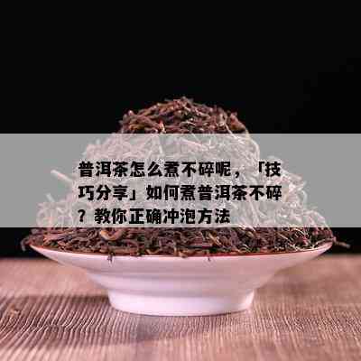 普洱茶怎么煮不碎呢，「技巧分享」如何煮普洱茶不碎？教你正确冲泡方法